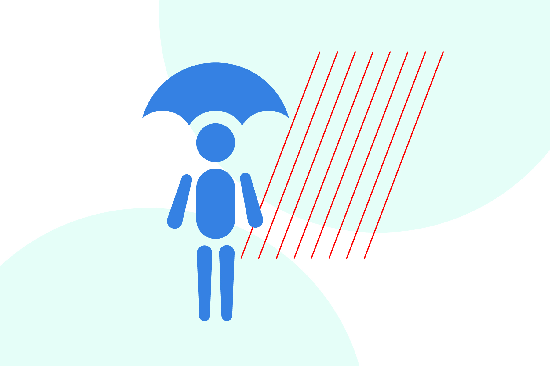 Jemand steht mit einem Schirm im Regen